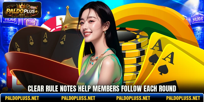 Clear rule notes help members follow each round Clear rule notes help members follow each round
