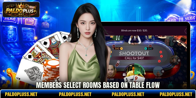 Members select rooms based on table flow Members select rooms based on table flow
