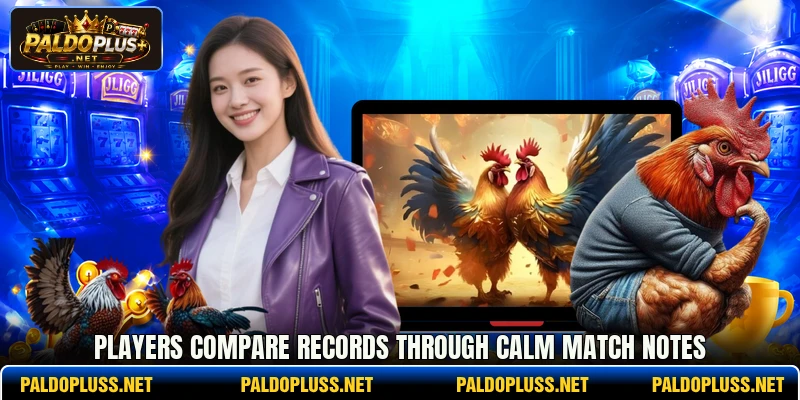 Players compare records through calm match notes Players compare records through calm match notes