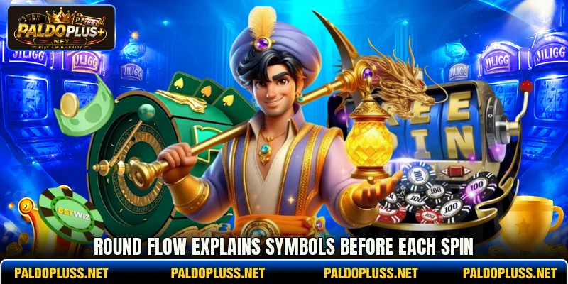 Round flow explains symbols before each spin Round flow explains symbols before each spin