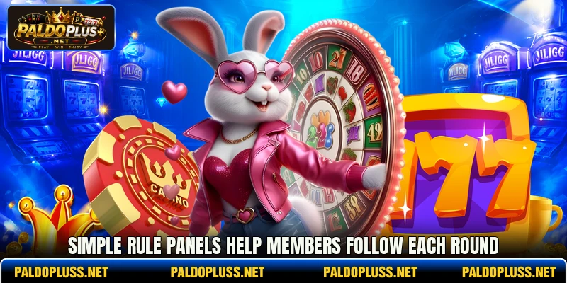 Simple rule panels help members follow each round Simple rule panels help members follow each round
